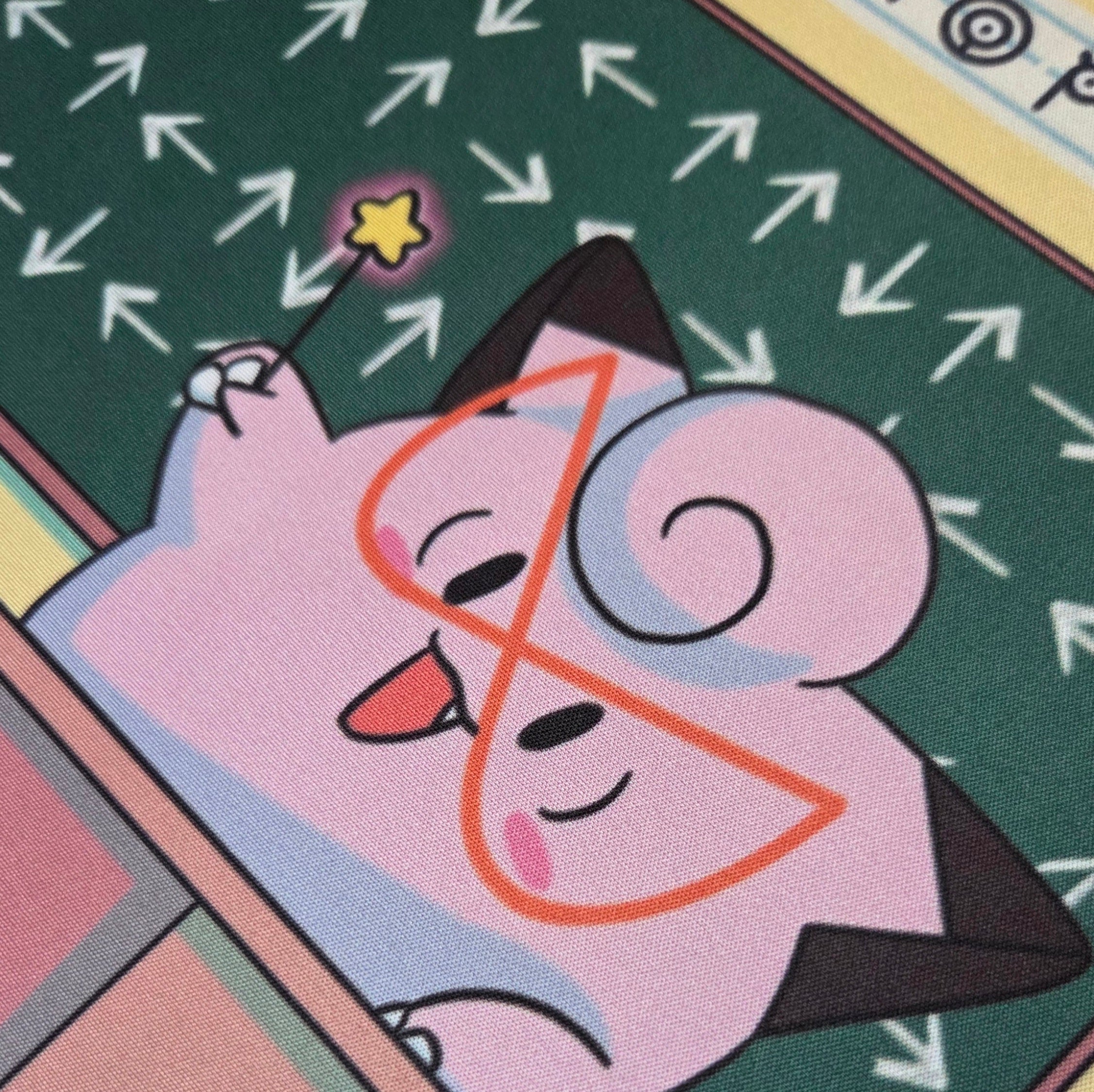 A close up photo of the classroom themed playmat.