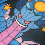 A close up photo of the ghost themed playmat.